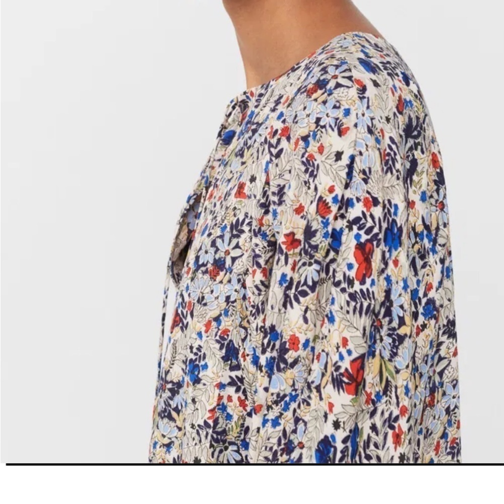 Mango Multicolor Floral Long Sleeve boho mini Dress Size 4 - Picture 3 of 12